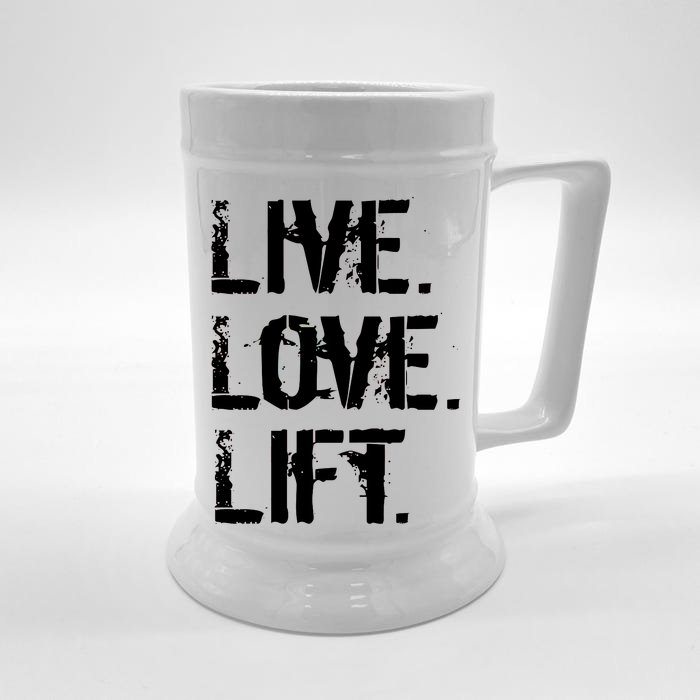 Live Love Lift Retro Fitness Front & Back Beer Stein