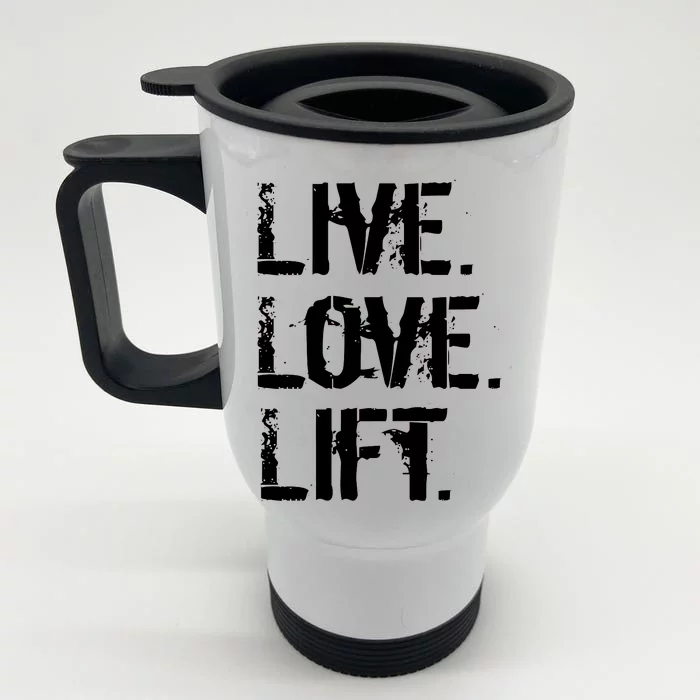 Live Love Lift Retro Fitness Front & Back Stainless Steel Travel Mug