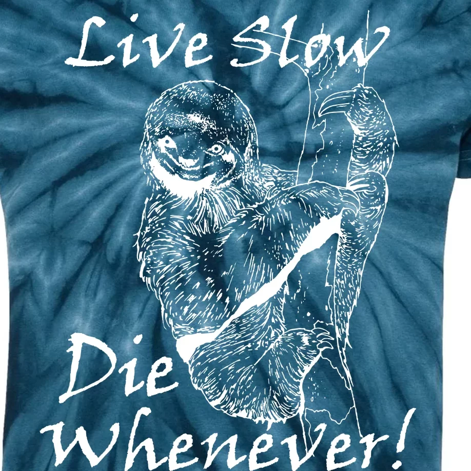 Live Slow Die Whenever Funny Sloth Kids Tie-Dye T-Shirt