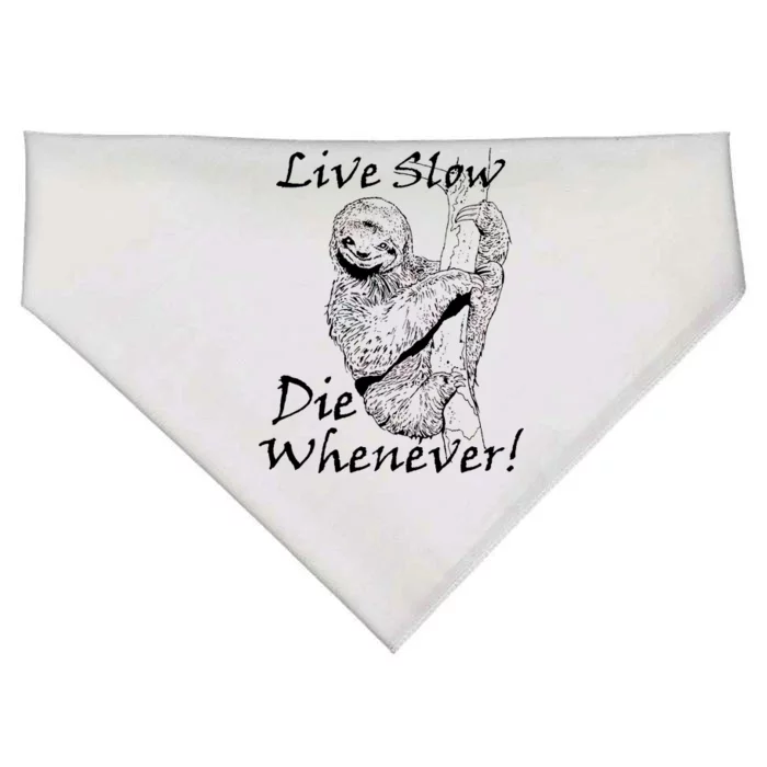 Live Slow Die Whenever Funny Sloth USA-Made Doggie Bandana