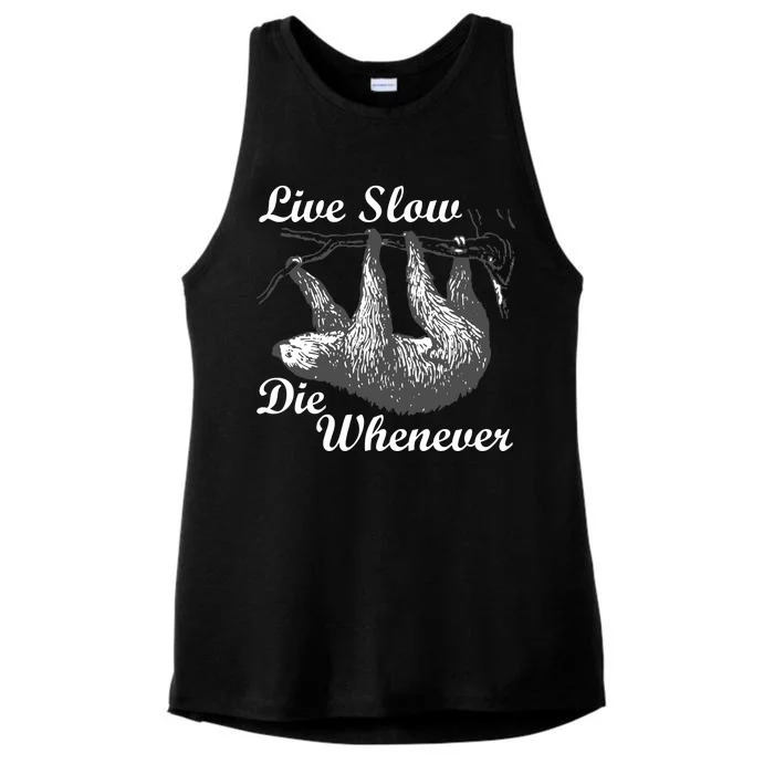 Live Slow Die Whenever Sloth Ladies Tri-Blend Wicking Tank