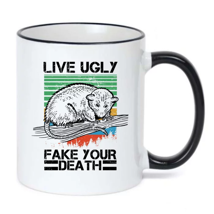 Live Ugly Fake Your Death Retro Vintage Opossum Black Color Changing Mug