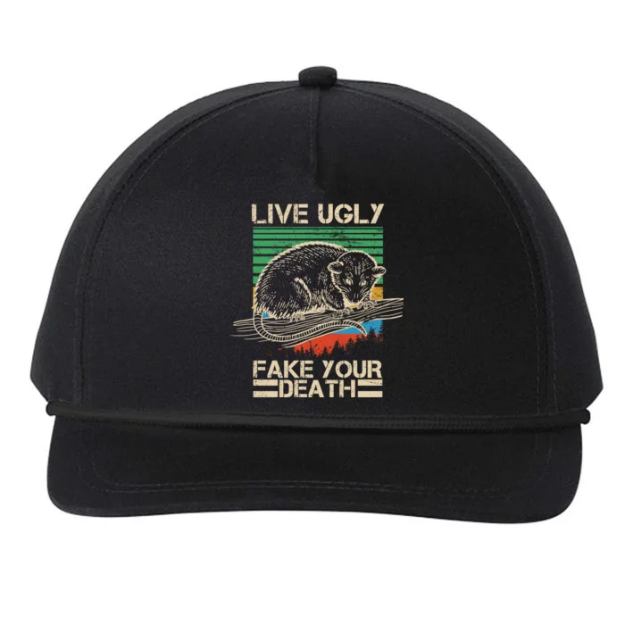 Live Ugly Fake Your Death Retro Vintage Opossum Snapback Five-Panel Rope Hat