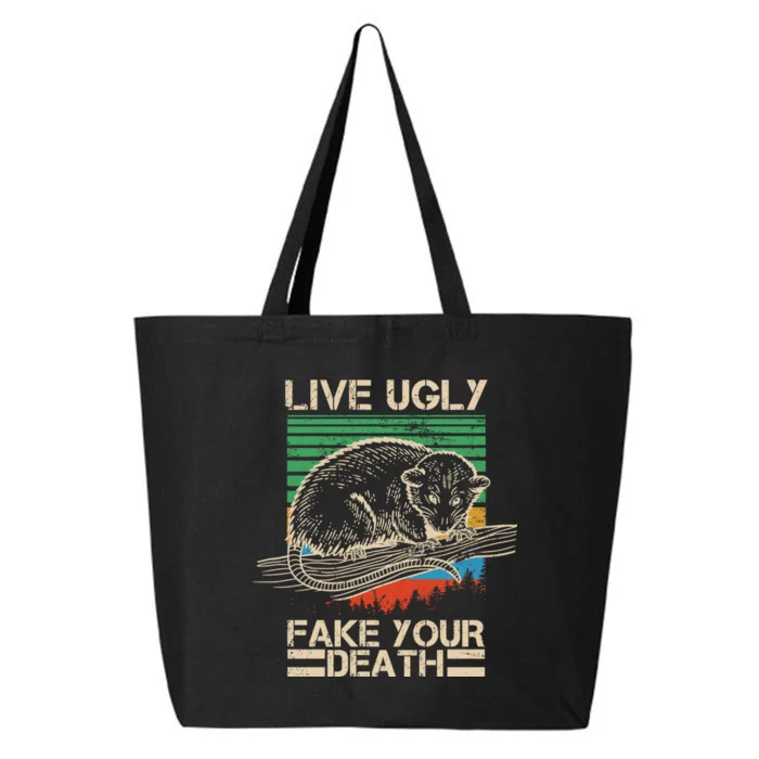 Live Ugly Fake Your Death Retro Vintage Opossum 25L Jumbo Tote