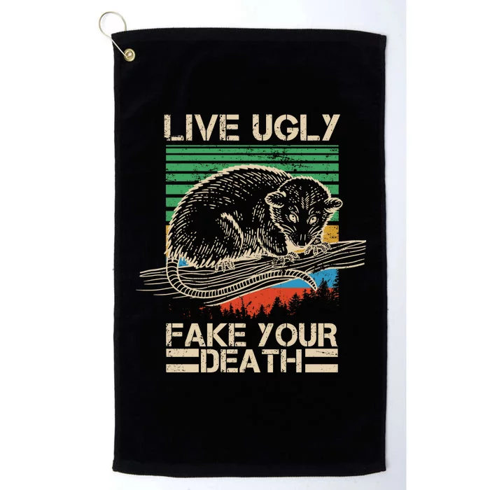 Live Ugly Fake Your Death Retro Vintage Opossum Platinum Collection Golf Towel