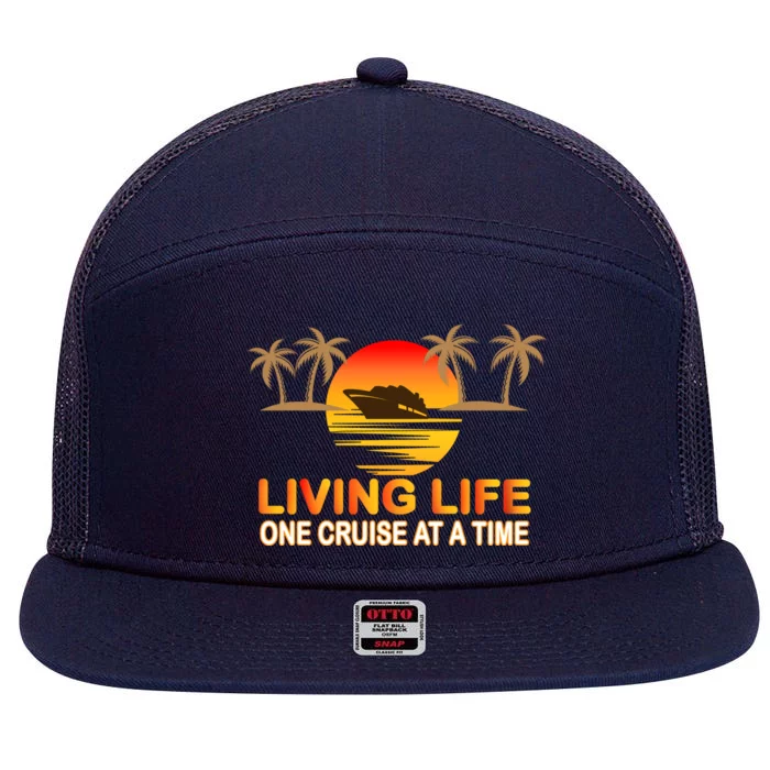 Living Life One Cruse At A Time 7 Panel Mesh Trucker Snapback Hat