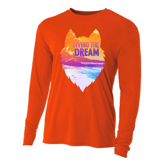 Living The Dream Californian Beach Wolf Head Cooling Performance Long Sleeve Crew