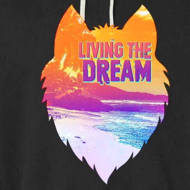 Living The Dream Californian Beach Wolf Head Garment-Dyed Fleece Hoodie