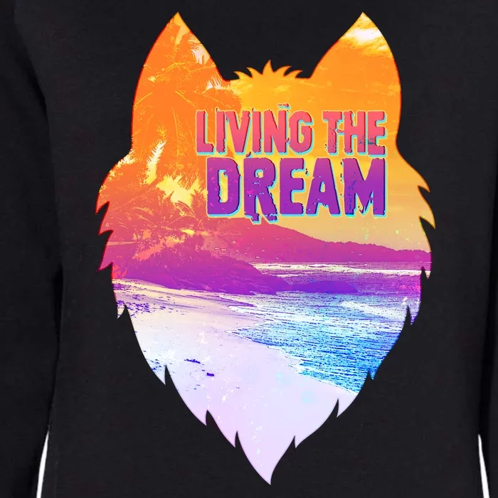 Living The Dream Californian Beach Wolf Head Womens California Wash Sweatshirt