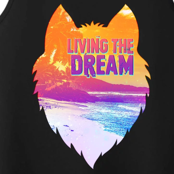 Living The Dream Californian Beach Wolf Head Performance Tank