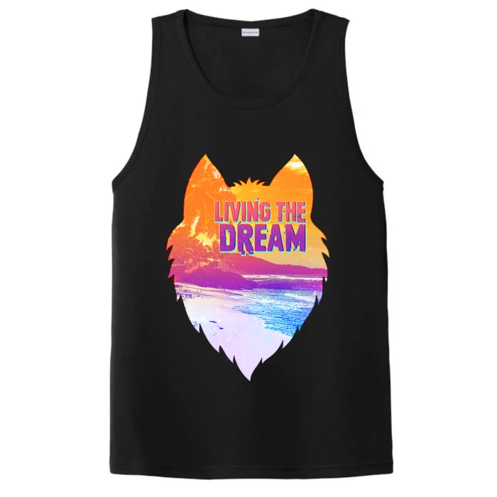 Living The Dream Californian Beach Wolf Head Performance Tank