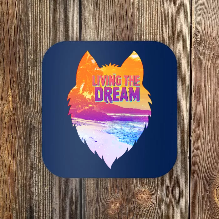 Living The Dream Californian Beach Wolf Head Coaster