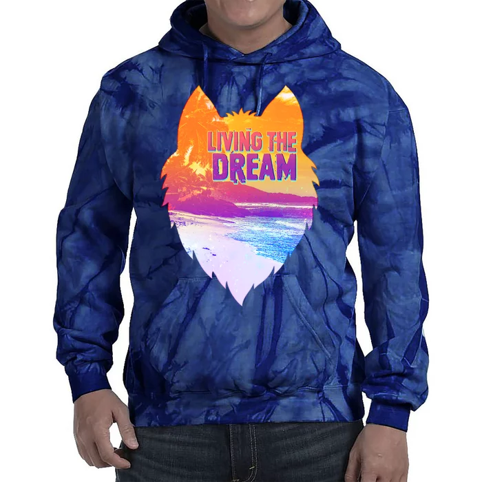 Living The Dream Californian Beach Wolf Head Tie Dye Hoodie