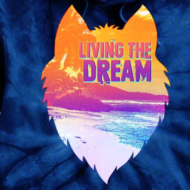 Living The Dream Californian Beach Wolf Head Tie Dye Hoodie