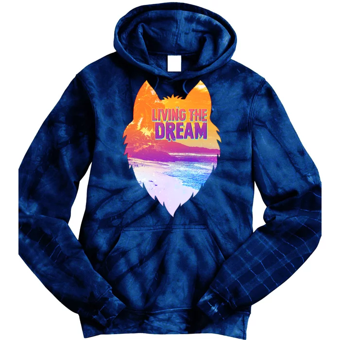 Living The Dream Californian Beach Wolf Head Tie Dye Hoodie