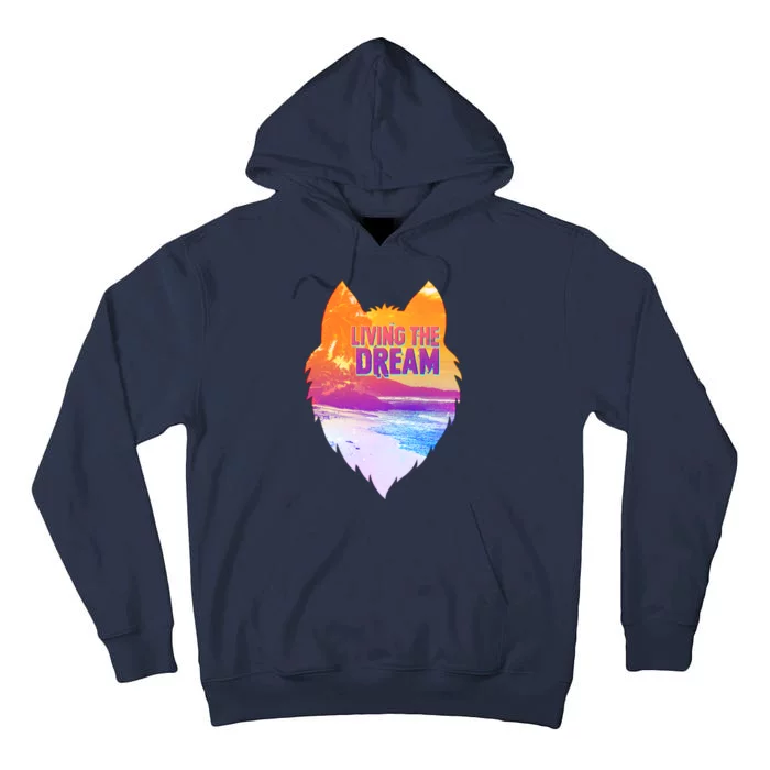 Living The Dream Californian Beach Wolf Head Tall Hoodie