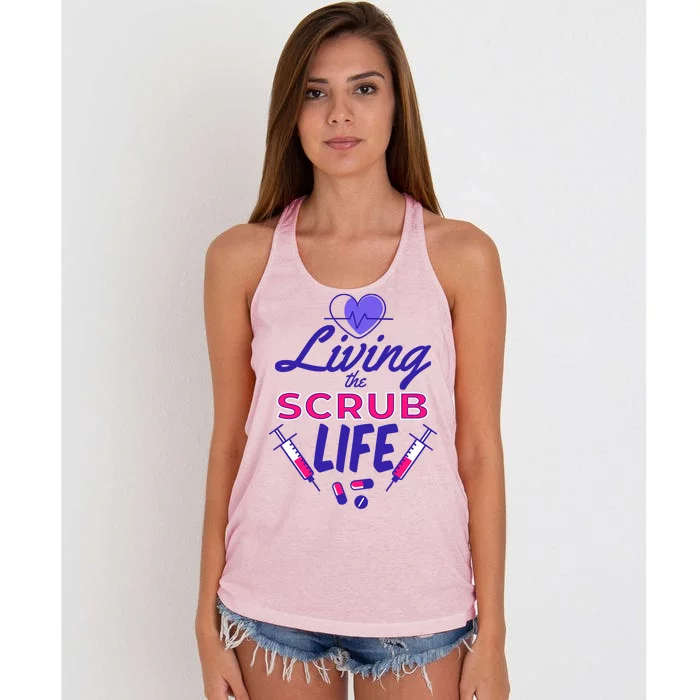 Living The Scrub Life Nurse Women's Knotted Racerback Tank