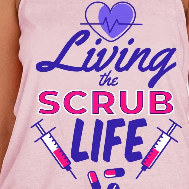 Living The Scrub Life Nurse Women's Knotted Racerback Tank