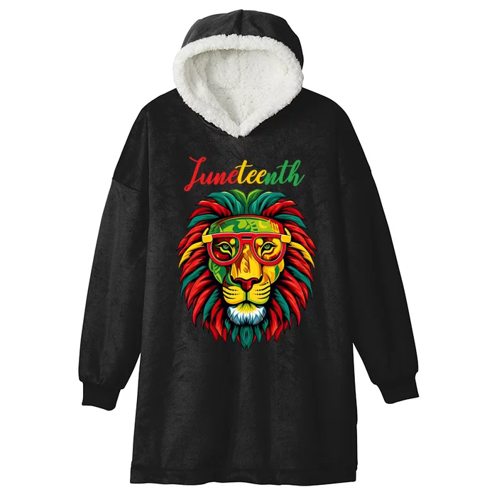 Lion Juneteenth 1865 Black History Freedom African American Hooded Wearable Blanket