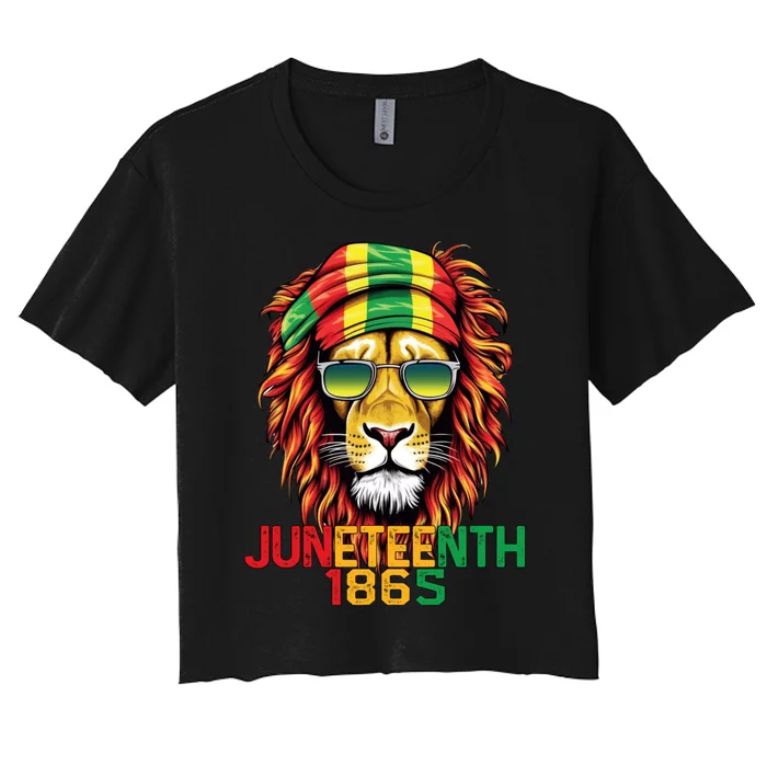 Lion Juneteenth 1865 Black History Freedom African American Women's Crop Top Tee