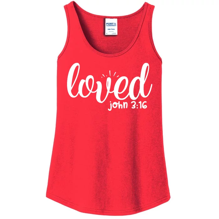 Loved John 3:16 Quote Ladies Essential Tank