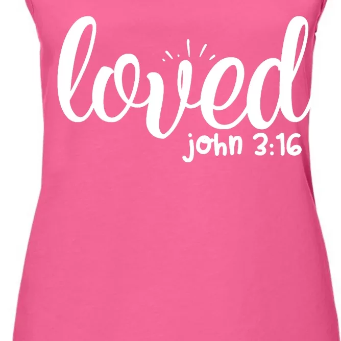 Loved John 3:16 Quote Women's Racerback Tank