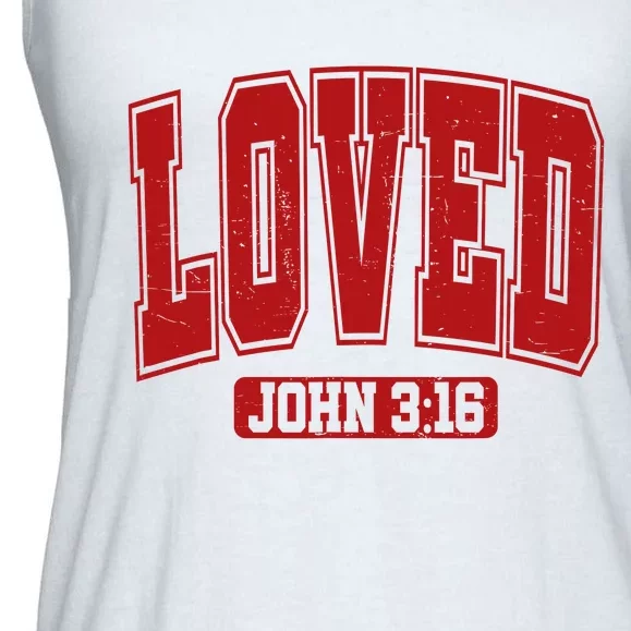 Loved John 3 16 Christian Loves Valentines Day Ladies Essential Flowy Tank