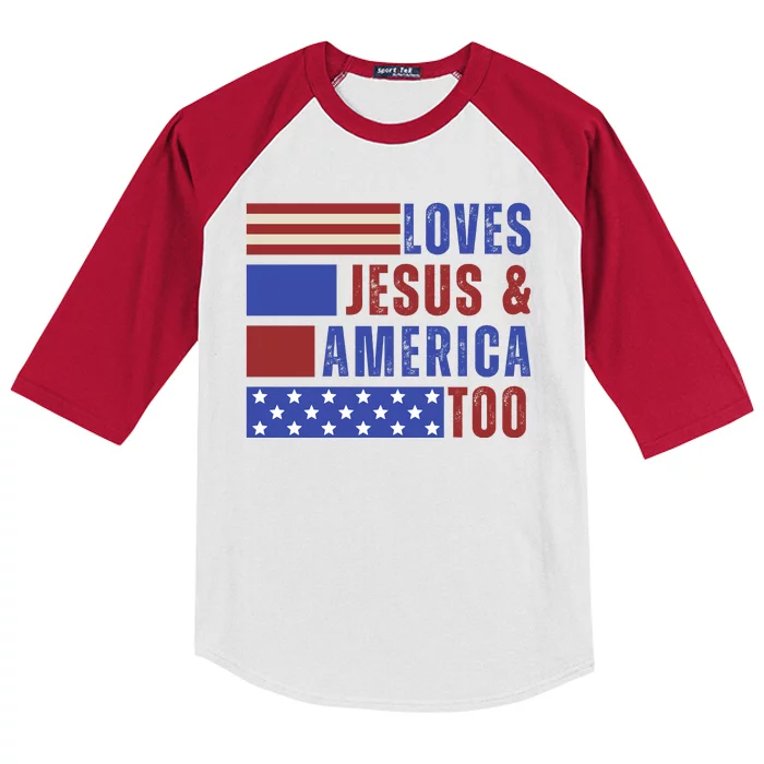 Love Jesus And America Too Kids Colorblock Raglan Jersey