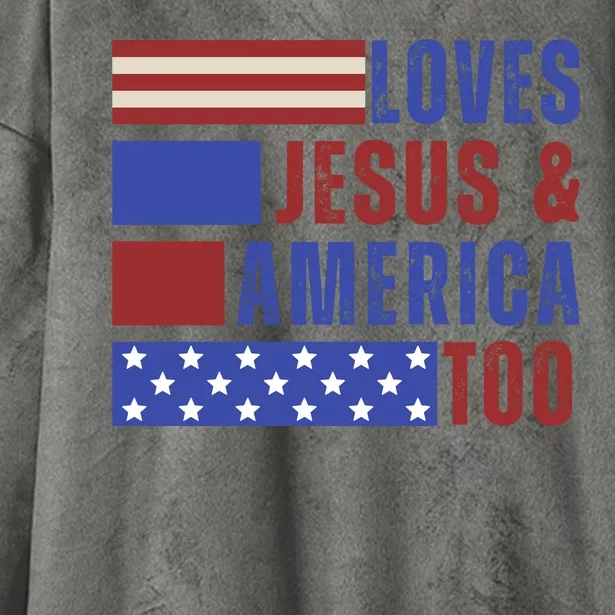 Love Jesus And America Too Hooded Wearable Blanket