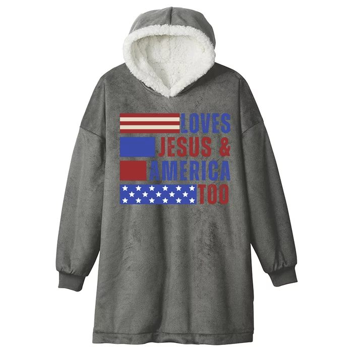 Love Jesus And America Too Hooded Wearable Blanket