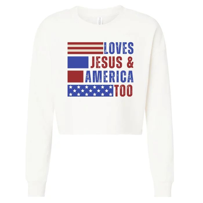 Love Jesus And America Too Cropped Pullover Crew