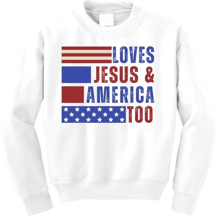 Love Jesus And America Too Kids Sweatshirt