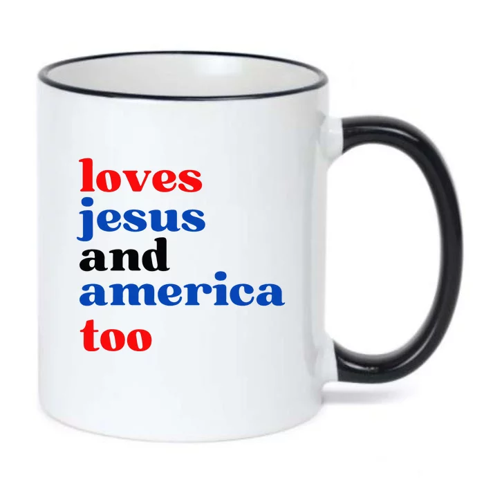 Loves Jesus And America Too Patriotic Black Color Changing Mug