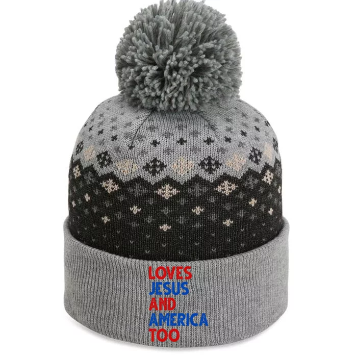 Loves Jesus And America Too Vintage The Baniff Cuffed Pom Beanie