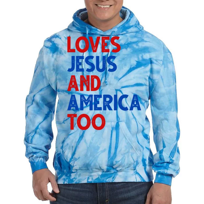 Loves Jesus And America Too Vintage Tie Dye Hoodie