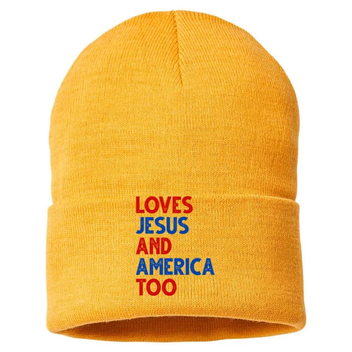 Loves Jesus And America Too Vintage Sustainable Knit Beanie