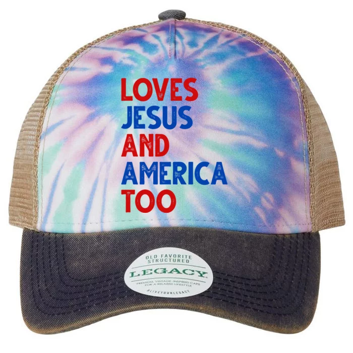 Loves Jesus And America Too Vintage Legacy Tie Dye Trucker Hat