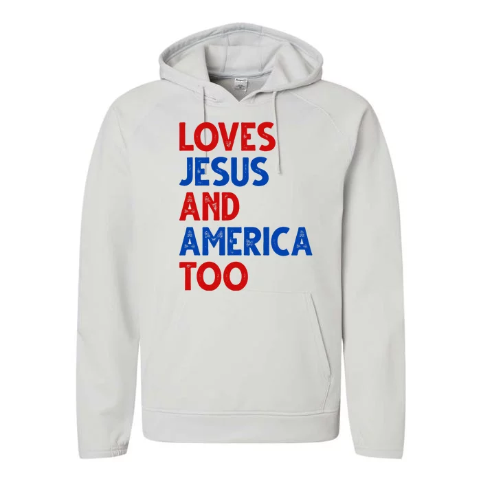 Loves Jesus And America Too Vintage Performance Fleece Hoodie