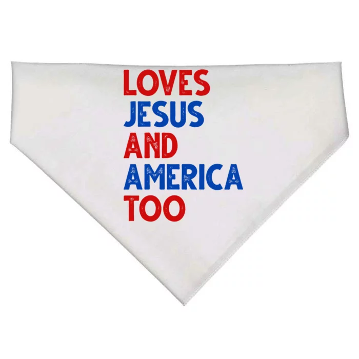 Loves Jesus And America Too Vintage USA-Made Doggie Bandana