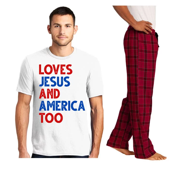 Loves Jesus And America Too Vintage Pajama Set