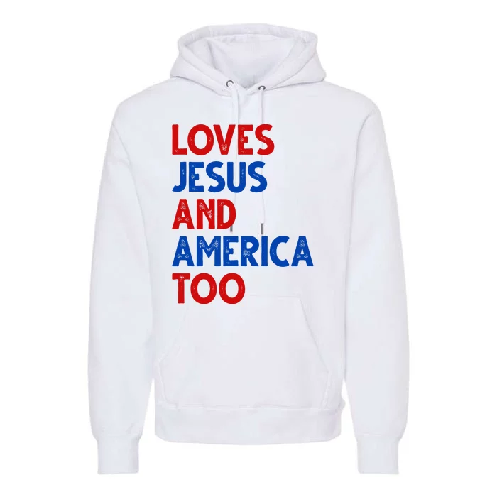 Loves Jesus And America Too Vintage Premium Hoodie