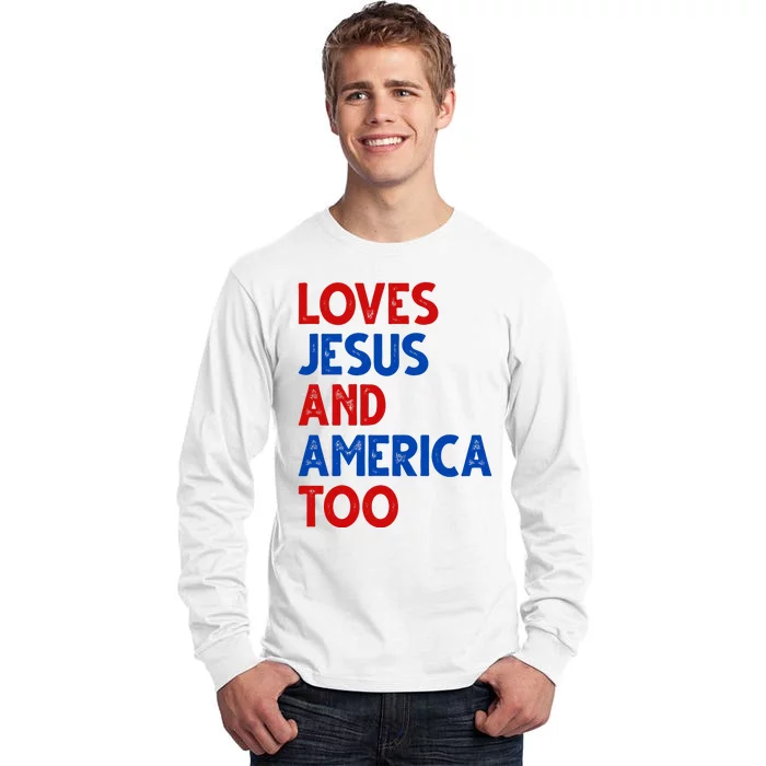 Loves Jesus And America Too Vintage Tall Long Sleeve T-Shirt