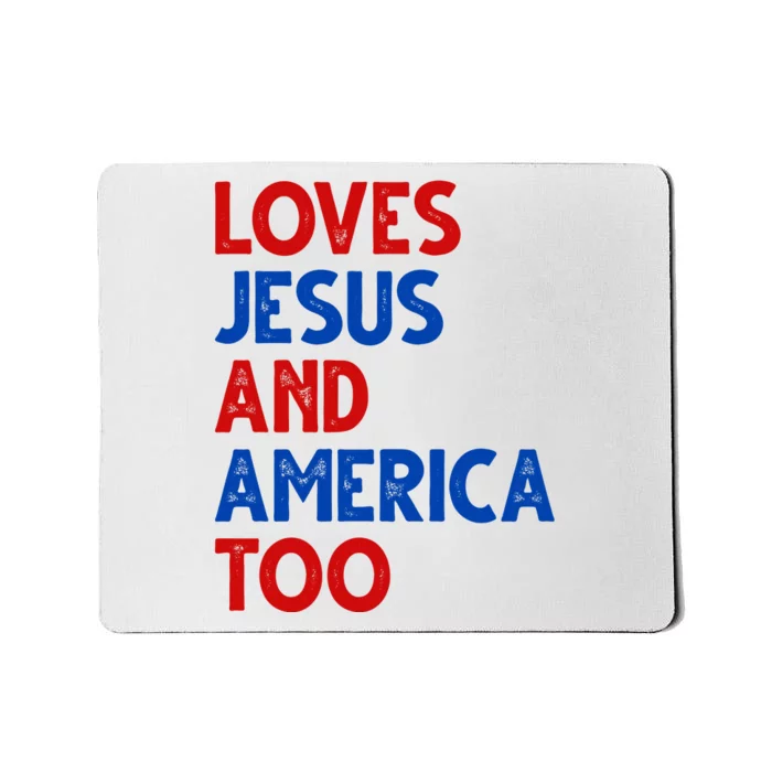 Loves Jesus And America Too Vintage Mousepad