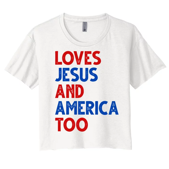 Loves Jesus And America Too Vintage Women's Crop Top Tee