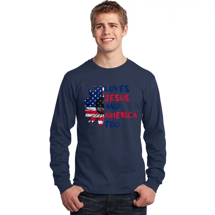 Loves Jesus And America Too Sunflower Tall Long Sleeve T-Shirt