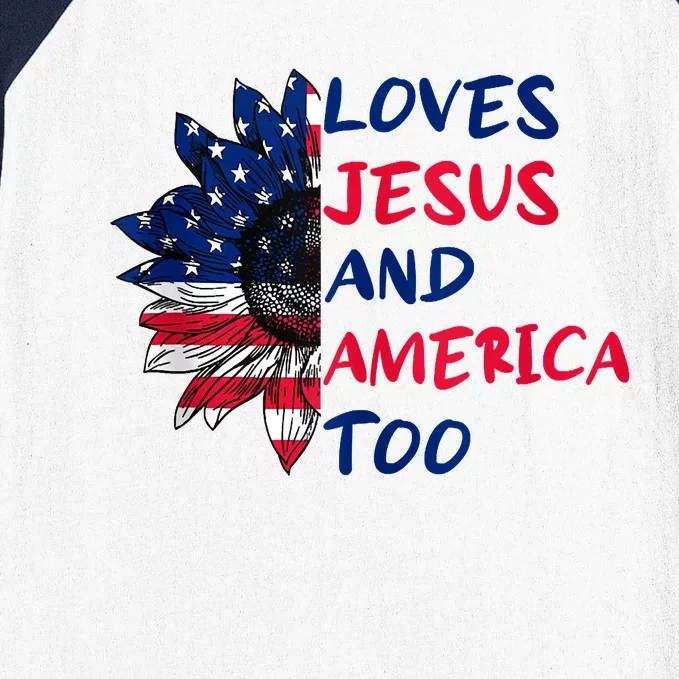 Loves Jesus And America Too Sunflower Baseball Sleeve Shirt