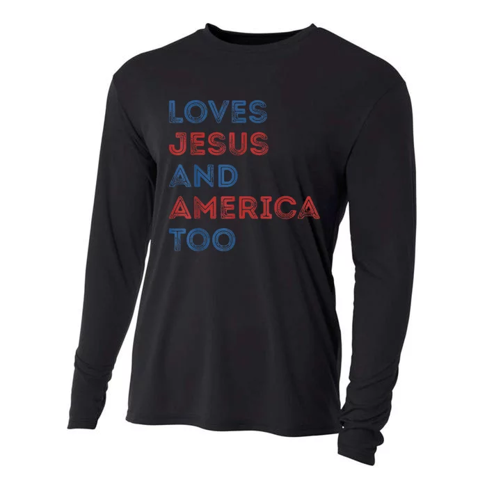 Loves Jesus And America Too 4th of July Proud Wo Cooling Performance Long Sleeve Crew