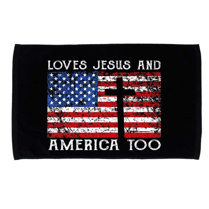 Loves Jesus And America Too Usa Patriotic Microfiber Hand Towel