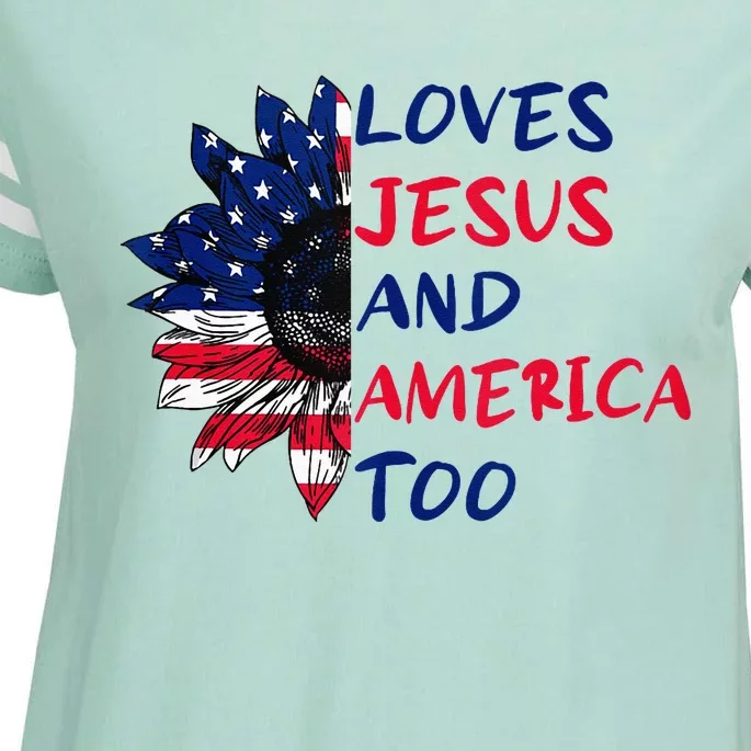 Loves Jesus And America Too Sunflower Enza Ladies Jersey Football T-Shirt