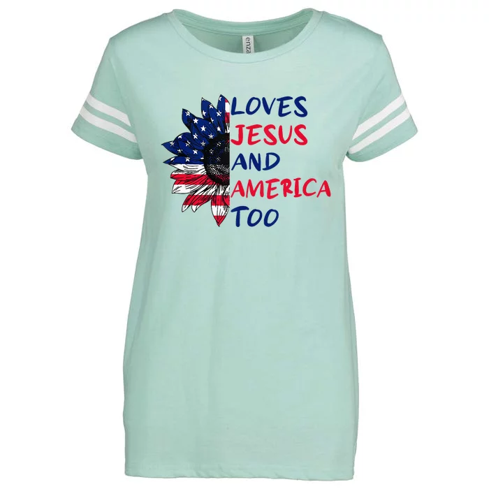 Loves Jesus And America Too Sunflower Enza Ladies Jersey Football T-Shirt